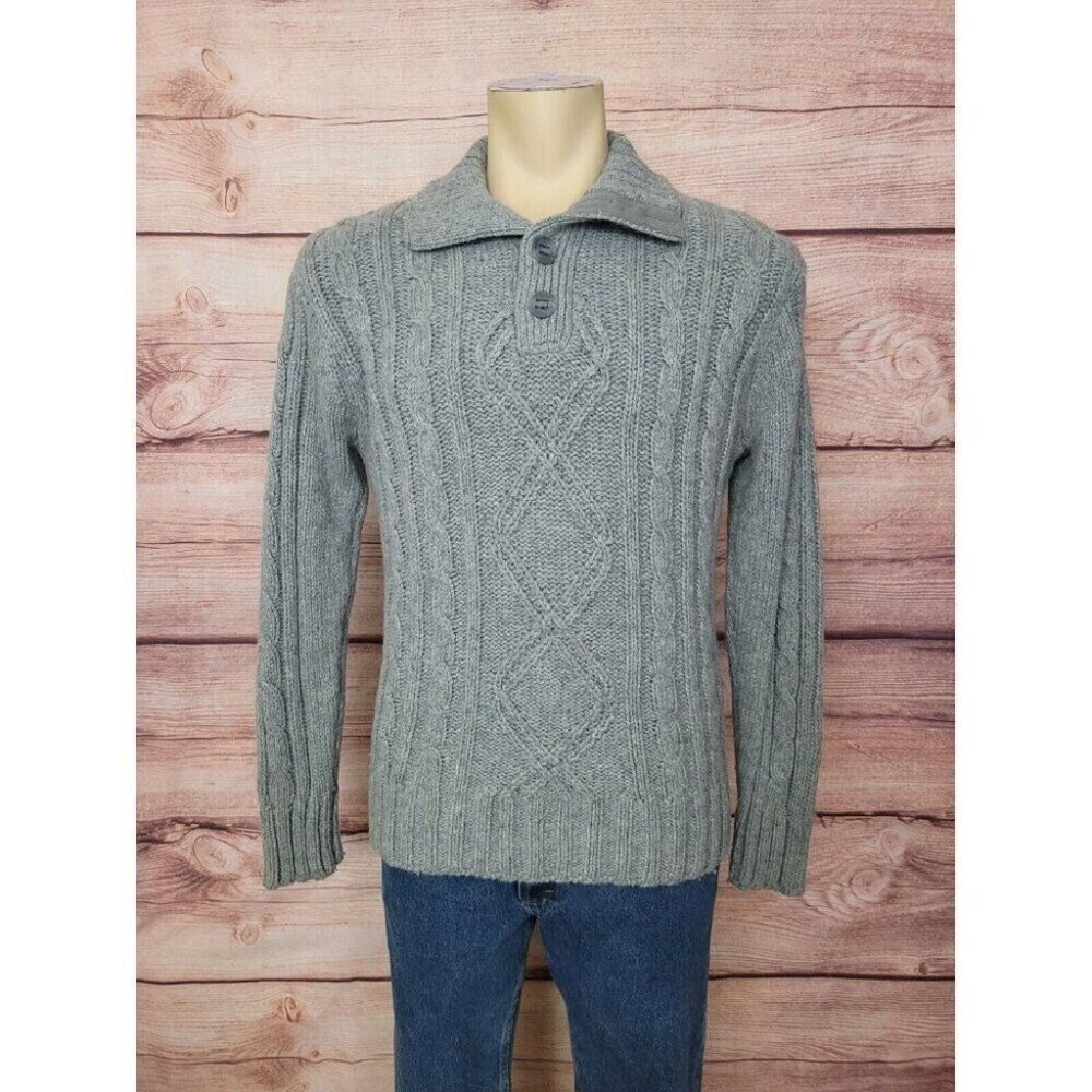 L.O.G.G By H&M Men's Lambswool Blend Fisherman Sweater Cable Knit Size M